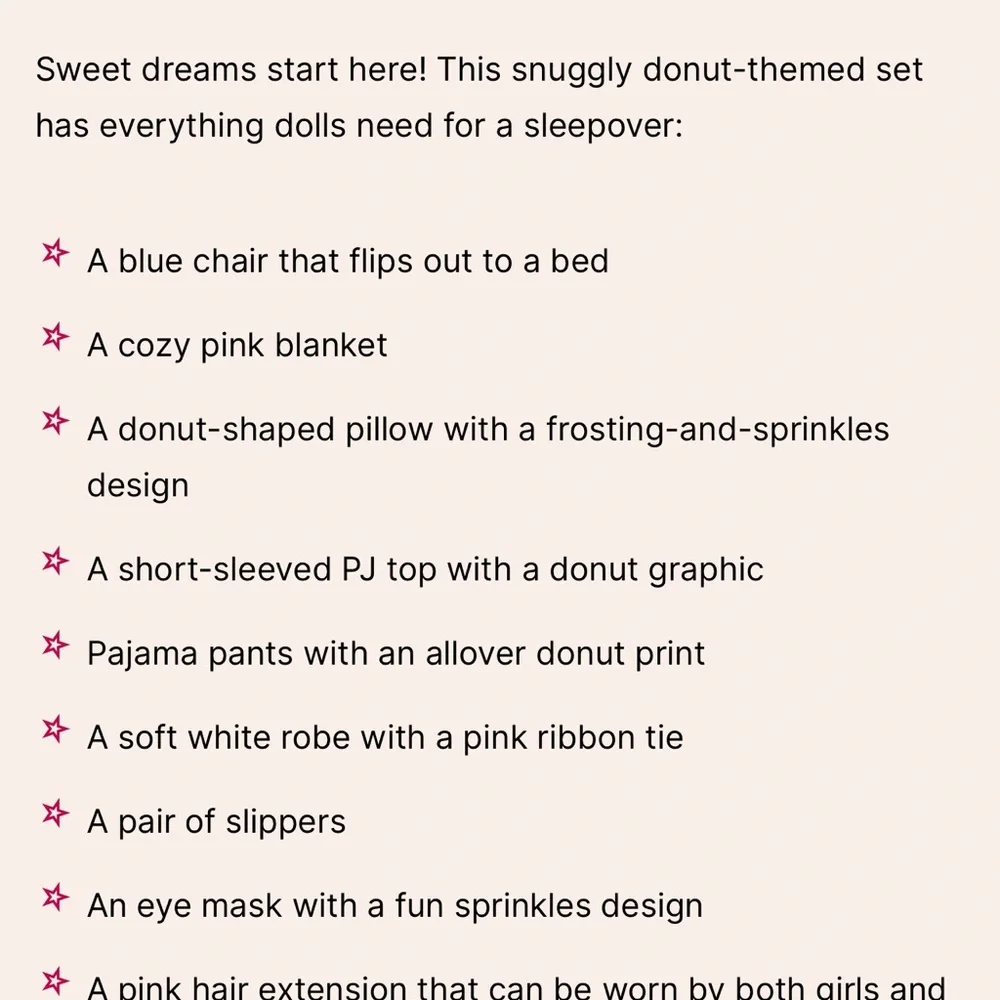 American Girl Truly Me Sweetest Slumber Party Set for 18 inch dolls
